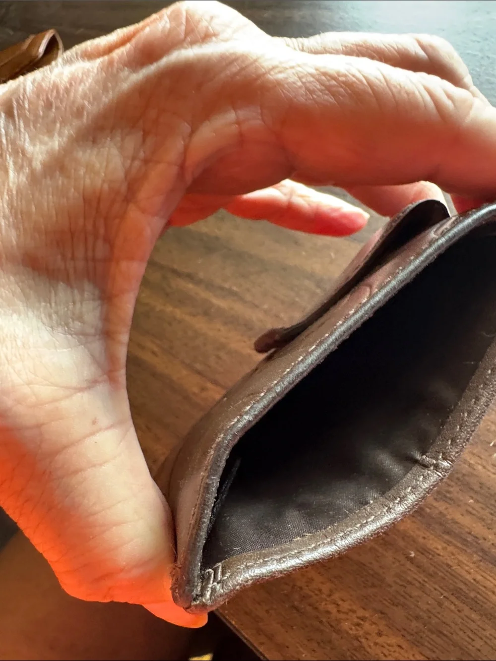 Men's Brown Leather Card Holder with Snap Money Clip